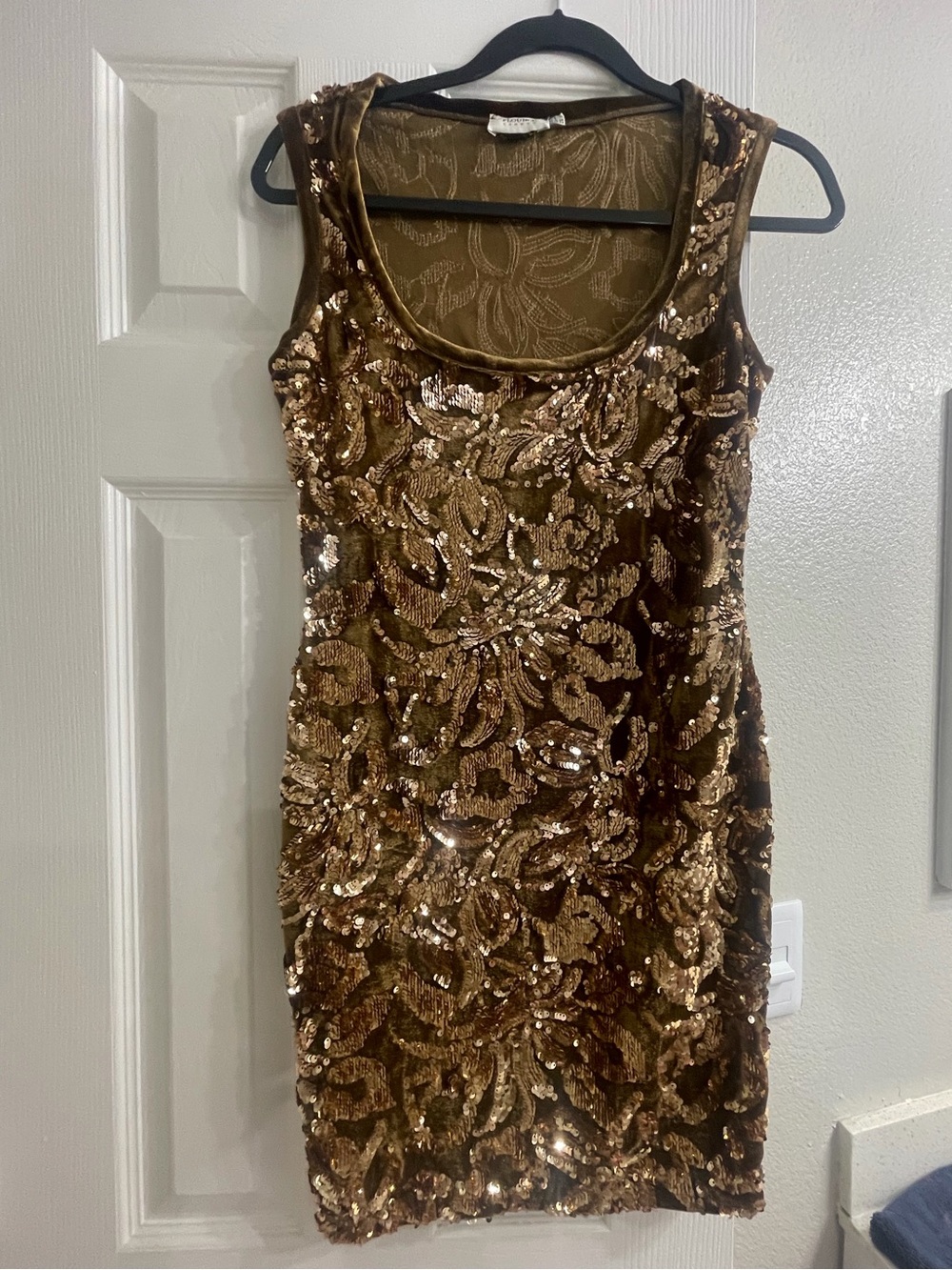Sequin Sheath Dress in Bronze
